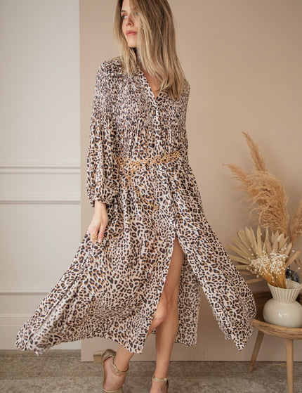 Joyce Beige/Leopard - Maxi Jurk - ellemilla