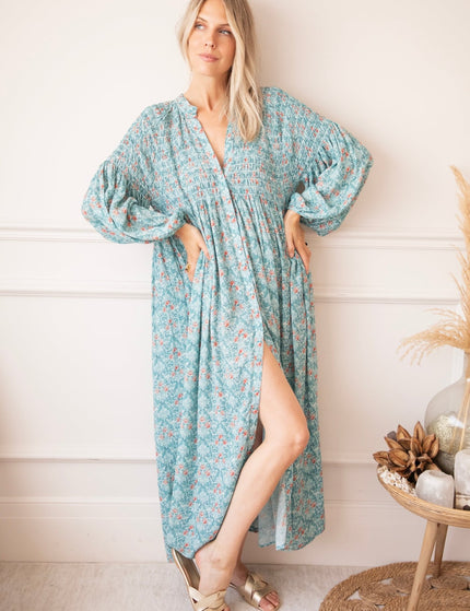 Joyce Bloom Blue/Red - Maxi Jurk - ellemilla