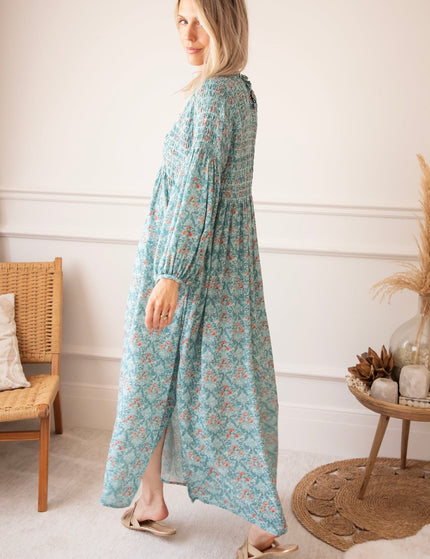 Joyce Bloom Blue/Red - Maxi Jurk - ellemilla