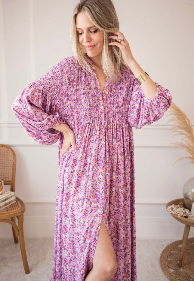 Joyce Bloom Girly Pink - Maxi Jurk - ellemilla