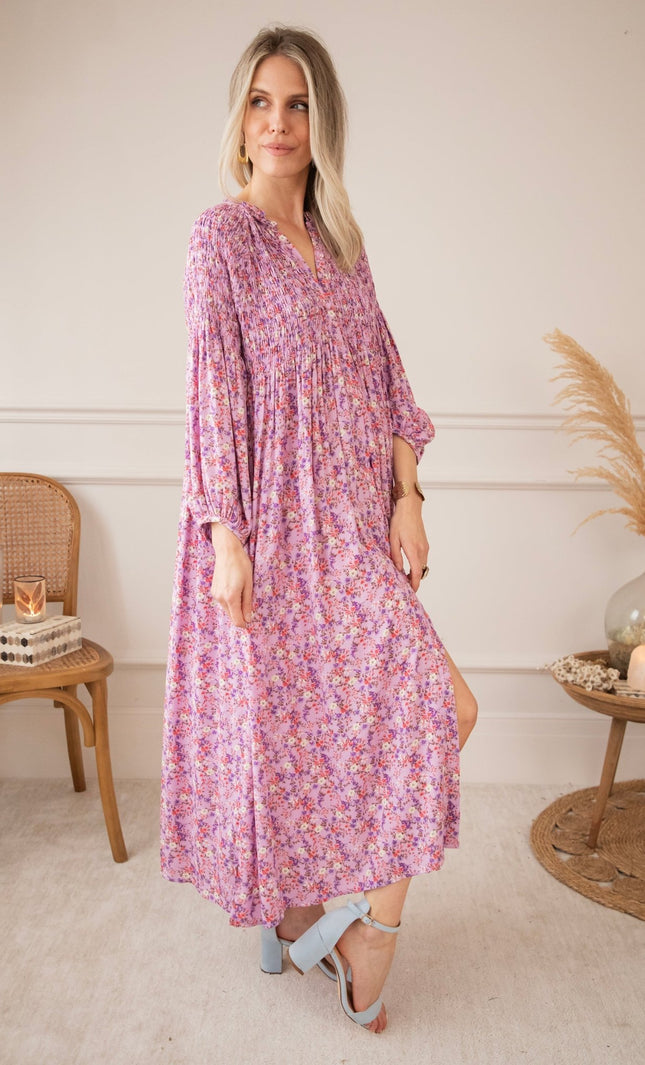Joyce Bloom Girly Pink - Maxi Jurk - ellemilla