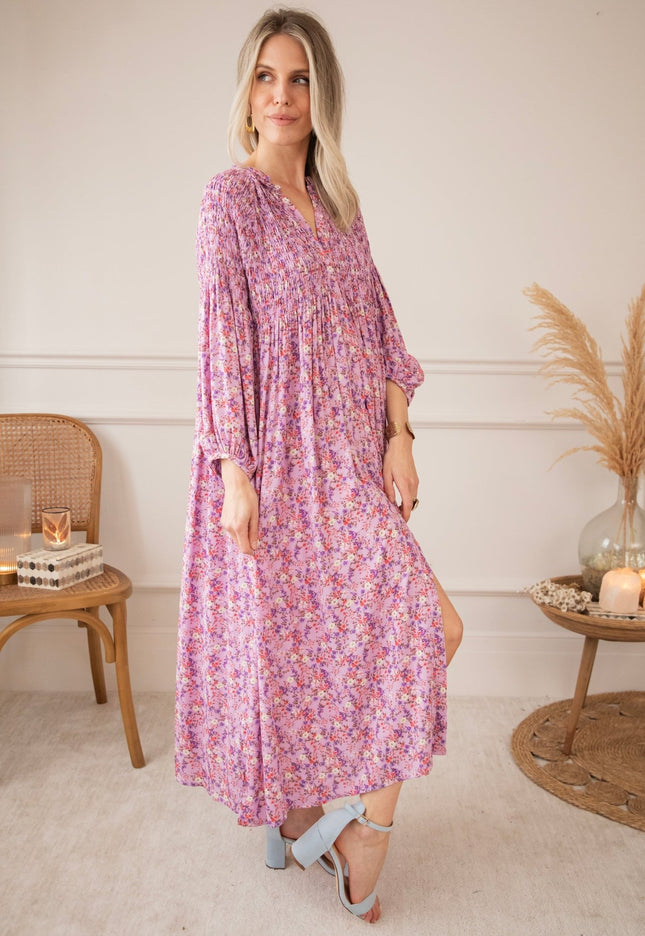 Joyce Bloom Girly Pink - Maxi Jurk - ellemilla