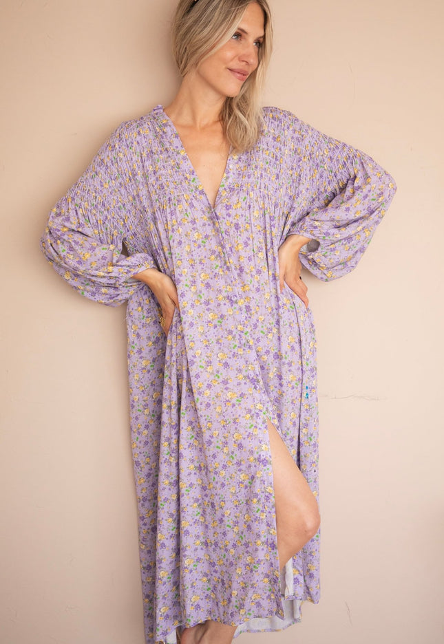 Joyce Bloom Lila/Yellow - Maxi Jurk - ellemilla