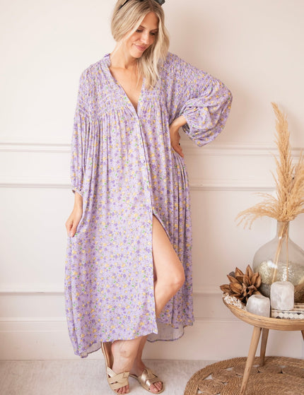 Joyce Bloom Lila/Yellow - Maxi Jurk - ellemilla