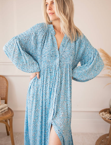 Joyce Bloom Sky Blue - Maxi Jurk - ellemilla