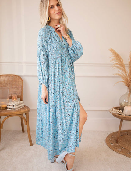 Joyce Bloom Sky Blue - Maxi Jurk - ellemilla