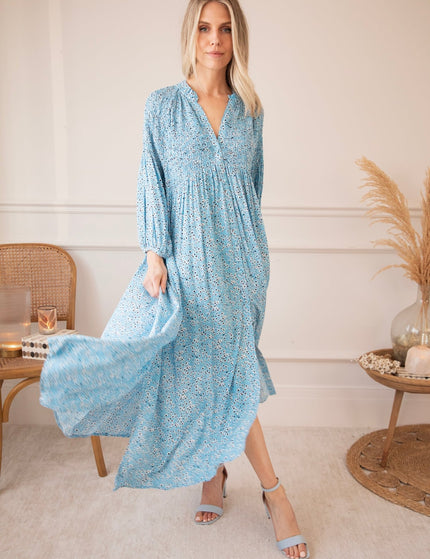 Joyce Bloom Sky Blue - Maxi Jurk - ellemilla