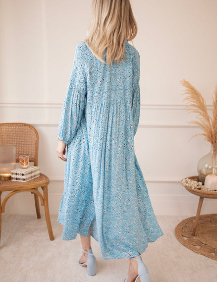 Joyce Bloom Sky Blue - Maxi Jurk - ellemilla
