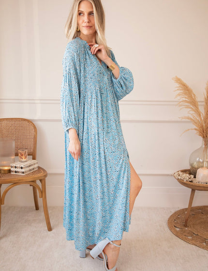 Joyce Bloom Sky Blue - Maxi Jurk - ellemilla