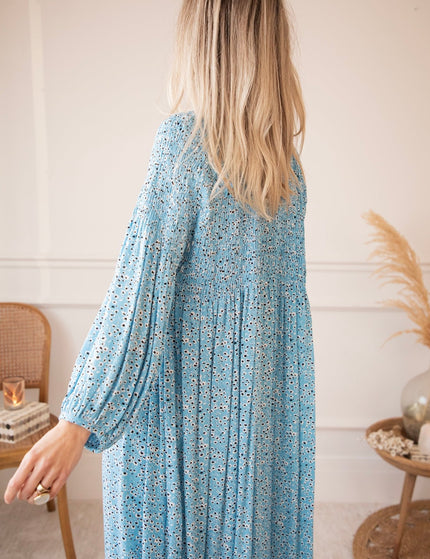 Joyce Bloom Sky Blue - Maxi Jurk - ellemilla