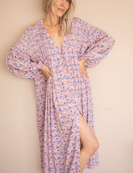 Joyce Bloom Soft Pink/Blue - Maxi Jurk - ellemilla