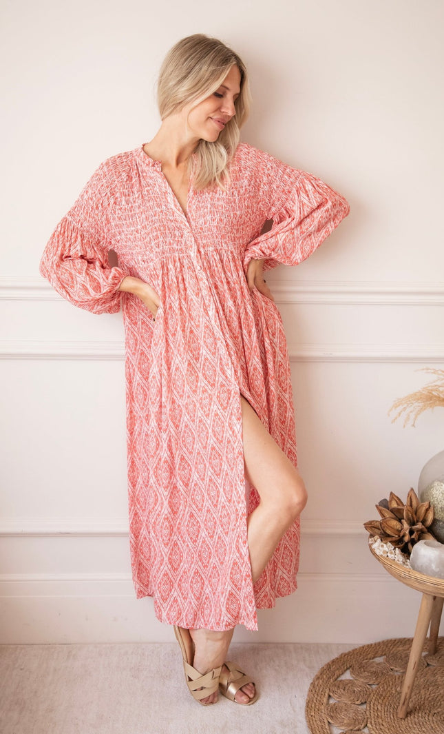 Joyce Shape Coral - Maxi Jurk - ellemilla