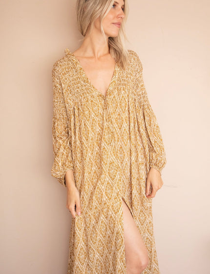 Joyce Shape Mustard - Maxi Jurk - ellemilla