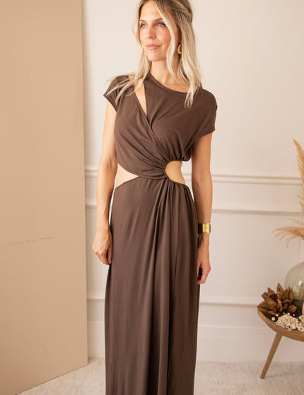 Just A Glimpse Choco - Maxi Jurk - ellemilla
