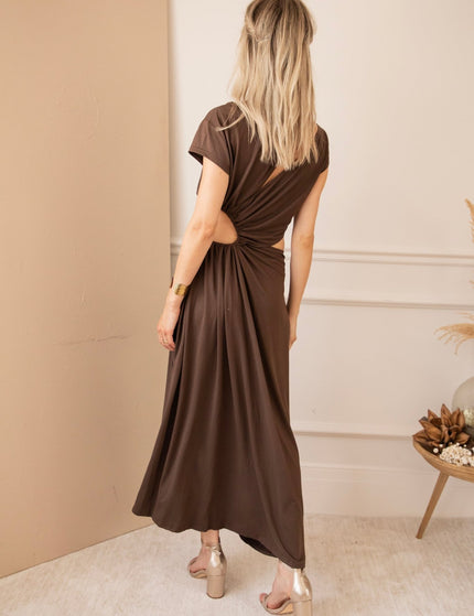 Just A Glimpse Choco - Maxi Jurk - ellemilla