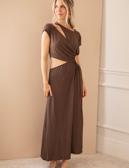 Just A Glimpse Choco - Maxi Jurk - ellemilla