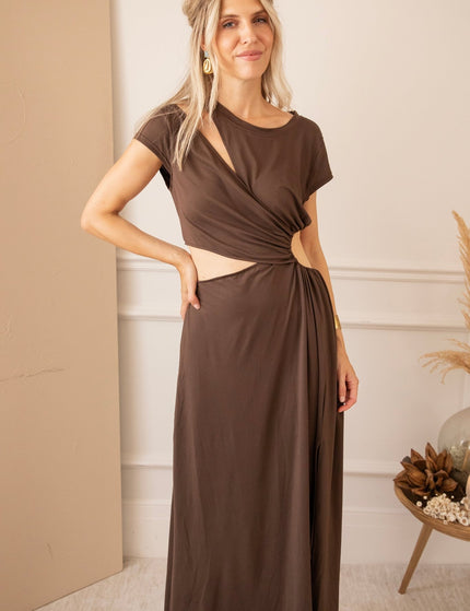 Just A Glimpse Choco - Maxi Jurk - ellemilla