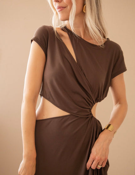 Just A Glimpse Choco - Maxi Jurk - ellemilla