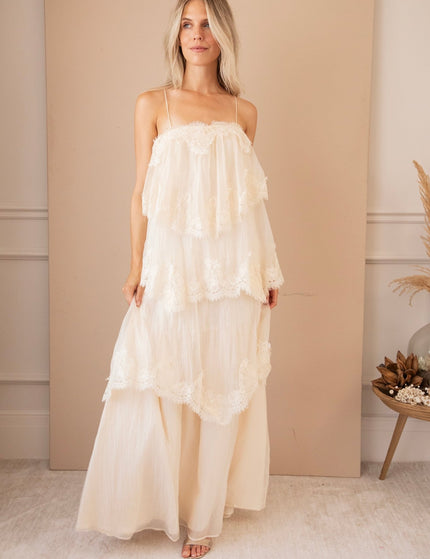 Layers Of Lace Beige - Maxi Jurk - ellemilla