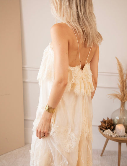 Layers Of Lace Beige - Maxi Jurk - ellemilla