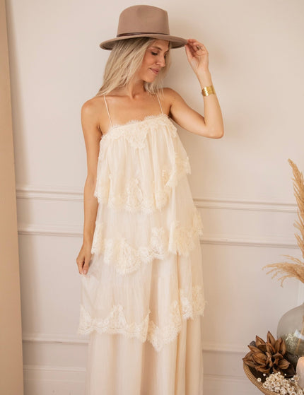 Layers Of Lace Beige - Maxi Jurk - ellemilla