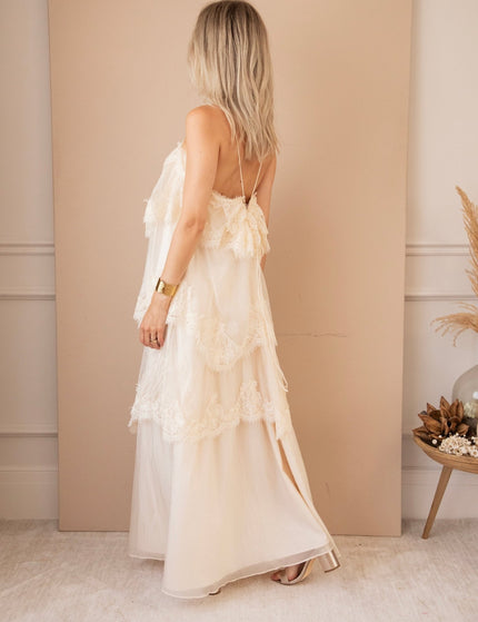 Layers Of Lace Beige - Maxi Jurk - ellemilla