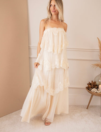 Layers Of Lace Beige - Maxi Jurk - ellemilla