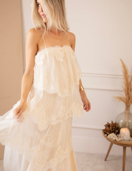 Layers Of Lace Beige - Maxi Jurk - ellemilla