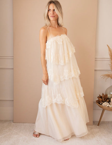 Layers Of Lace Beige - Maxi Jurk - ellemilla