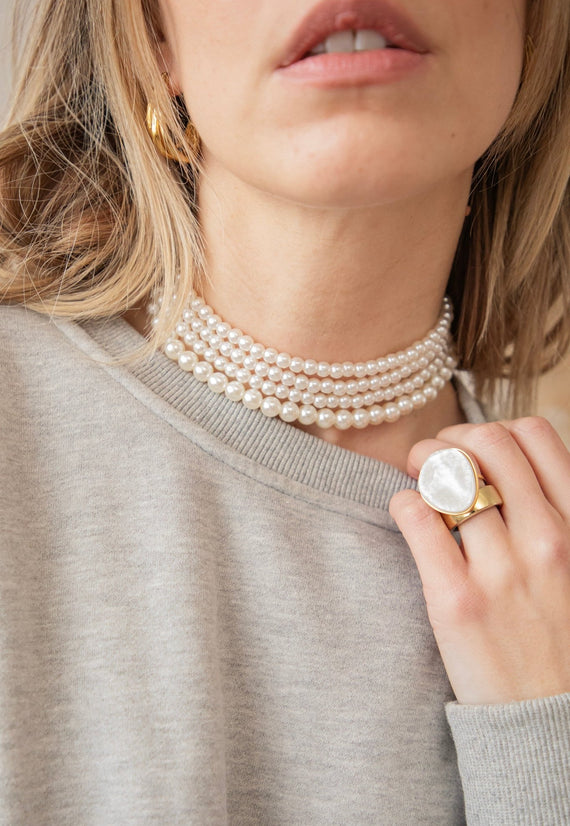 Layers Of Pearls White - Choker Ketting - ellemilla