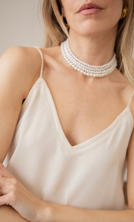 Layers Of Pearls White - Choker Ketting - ellemilla