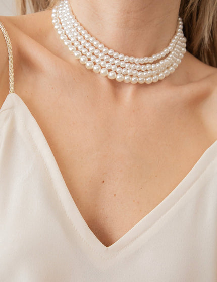 Layers Of Pearls White - Choker Ketting - ellemilla