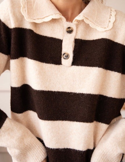 Lines & Lace Beige/Brown - Trui - ellemilla