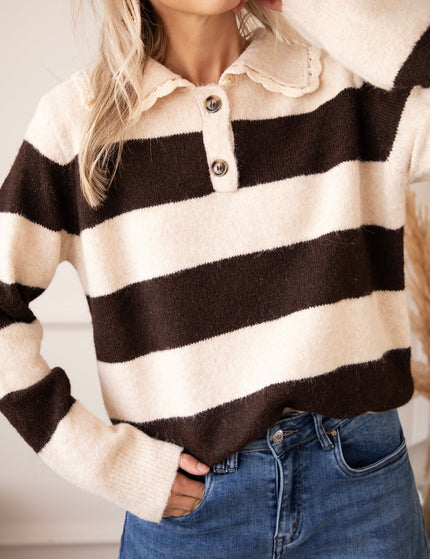 Lines & Lace Beige/Brown - Trui - ellemilla