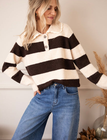 Lines & Lace Beige/Brown - Trui - ellemilla
