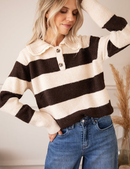 Lines & Lace Beige/Brown - Trui - ellemilla