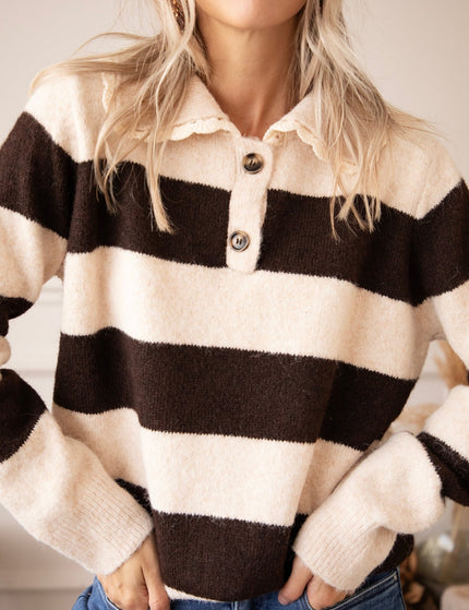 Lines & Lace Beige/Brown - Trui - ellemilla