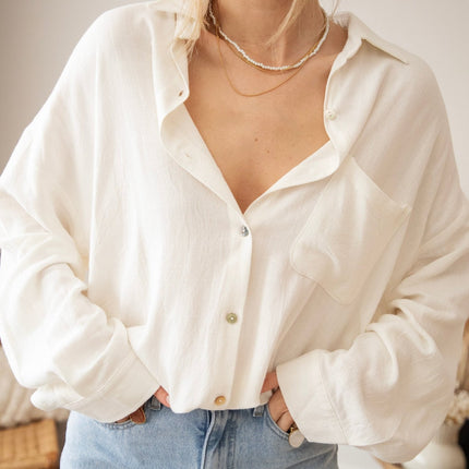 Loose Linen Beige - Blouse - ellemilla