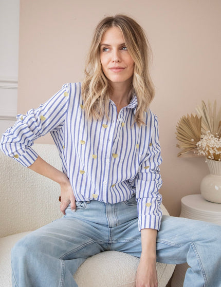 Love At First Stripe Blue/Gold - Blouse - ellemilla