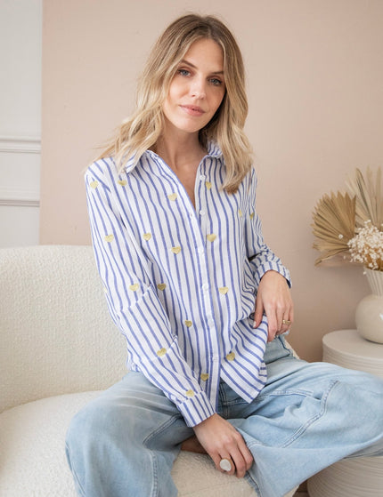 Love At First Stripe Blue/Gold - Blouse - ellemilla