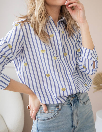 Love At First Stripe Blue/Gold - Blouse - ellemilla