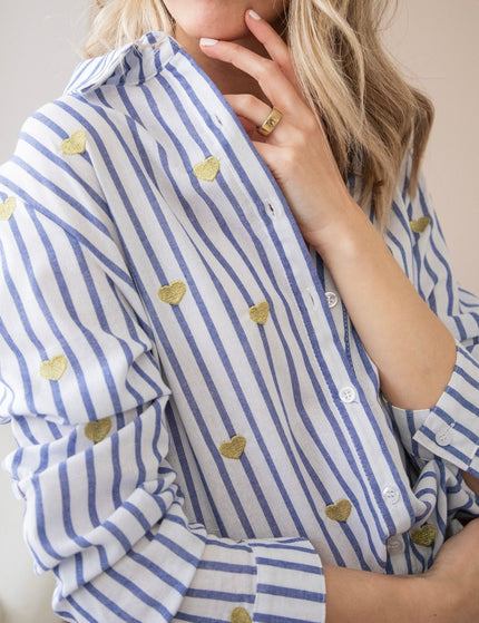 Love At First Stripe Blue/Gold - Blouse - ellemilla