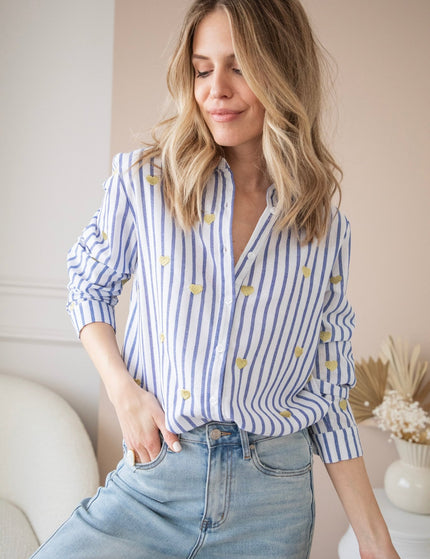 Love At First Stripe Blue/Gold - Blouse - ellemilla