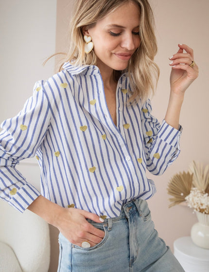 Love At First Stripe Blue/Gold - Blouse - ellemilla