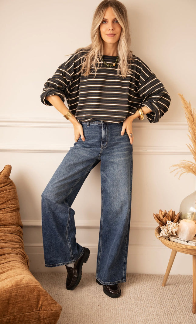 Love Me Wide Dark Blue - Jeans - ellemilla