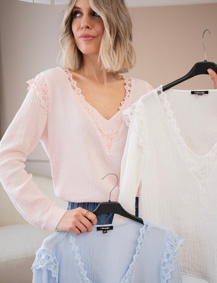 Love The Lace & Tetra Soft Blue - Blouse - ellemilla