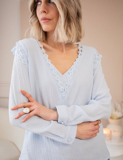 Love The Lace & Tetra Soft Blue - Blouse - ellemilla