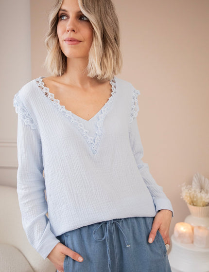 Love The Lace & Tetra Soft Blue - Blouse - ellemilla