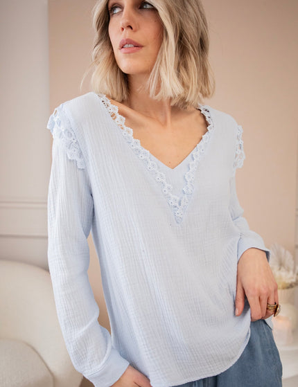 Love The Lace & Tetra Soft Blue - Blouse - ellemilla