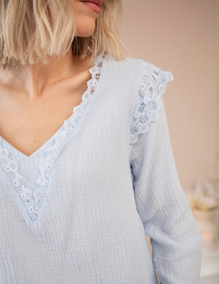 Love The Lace & Tetra Soft Blue - Blouse - ellemilla